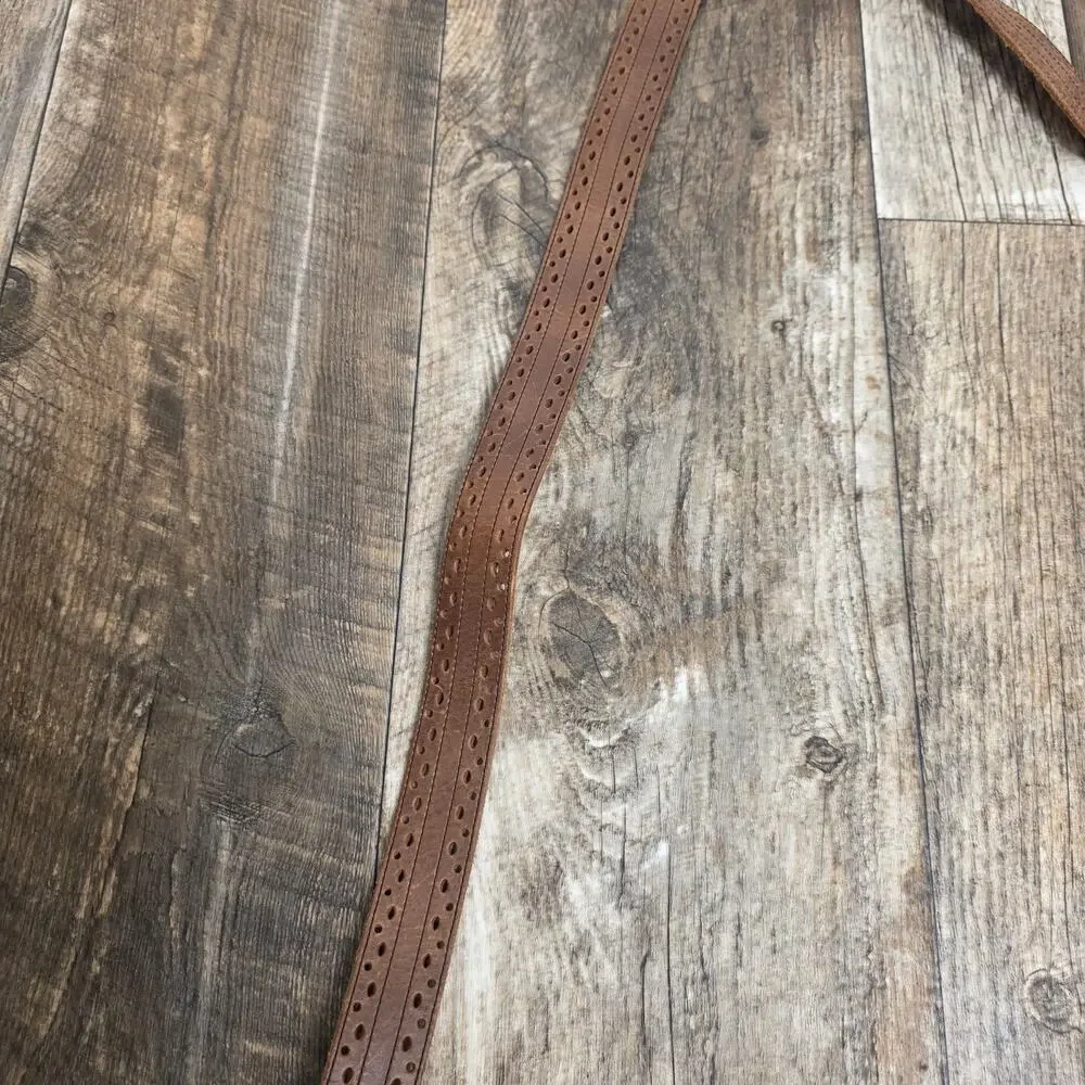 Carhartt Brown Leather Belt XL Perforated Oval Buckle Genuine Cowhide Casual